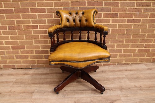 Vintage leather captains - leather, chair